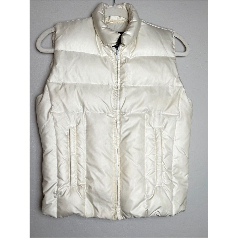 Banana Republic Cream Quilted Puffer Vest S Down Fill Blend Apres Ski Gorpcore